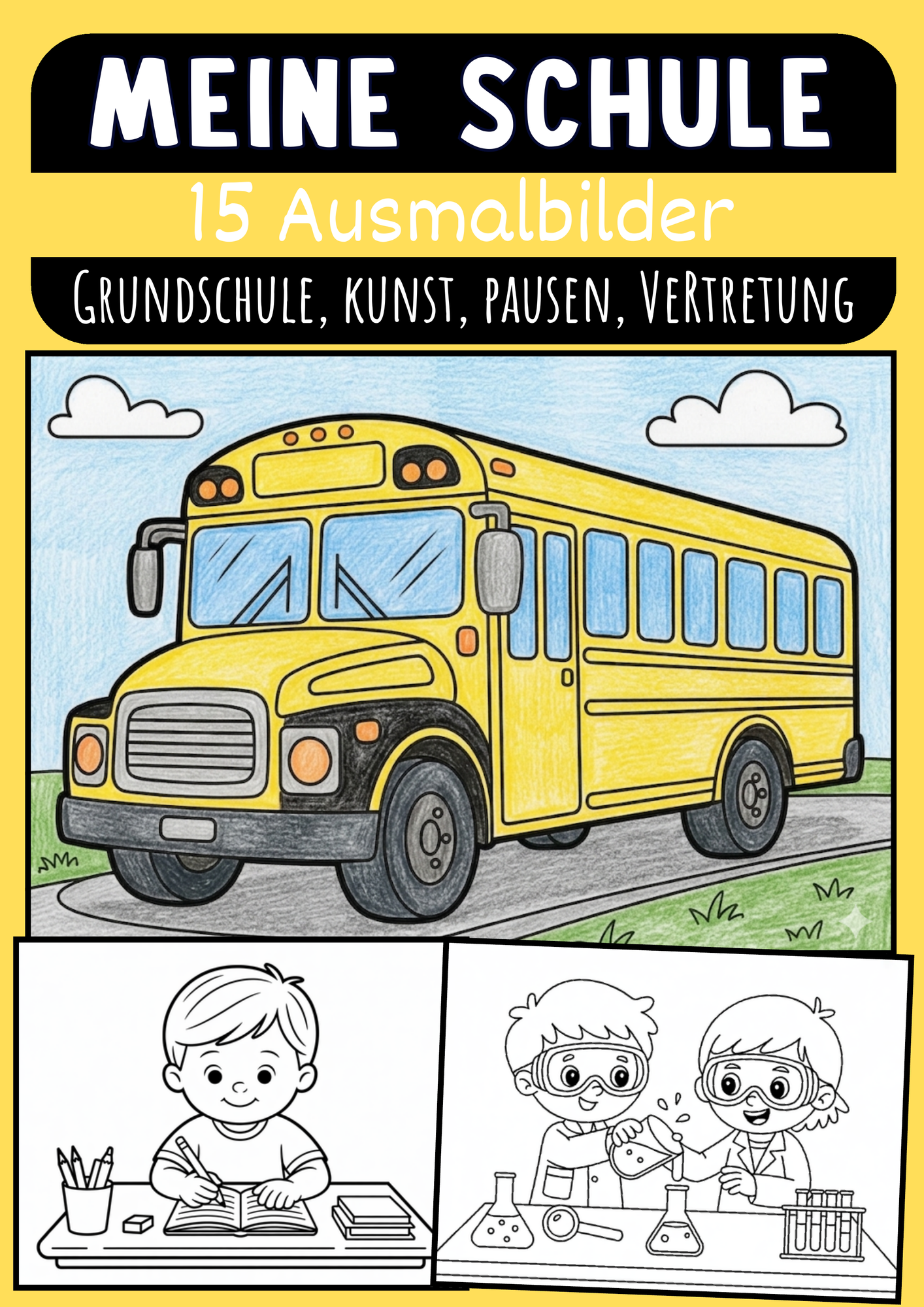 Meine Schule Ausmalbilder für Kinder Kunst & Malvorlagen Klasse 1 bis 4