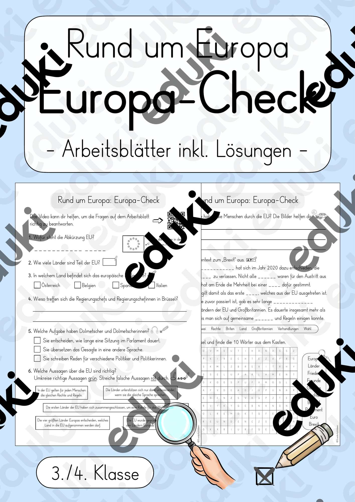 Europa-Check: Arbeitsblätter (3./4. Klasse) – Unterrichtsmaterial in