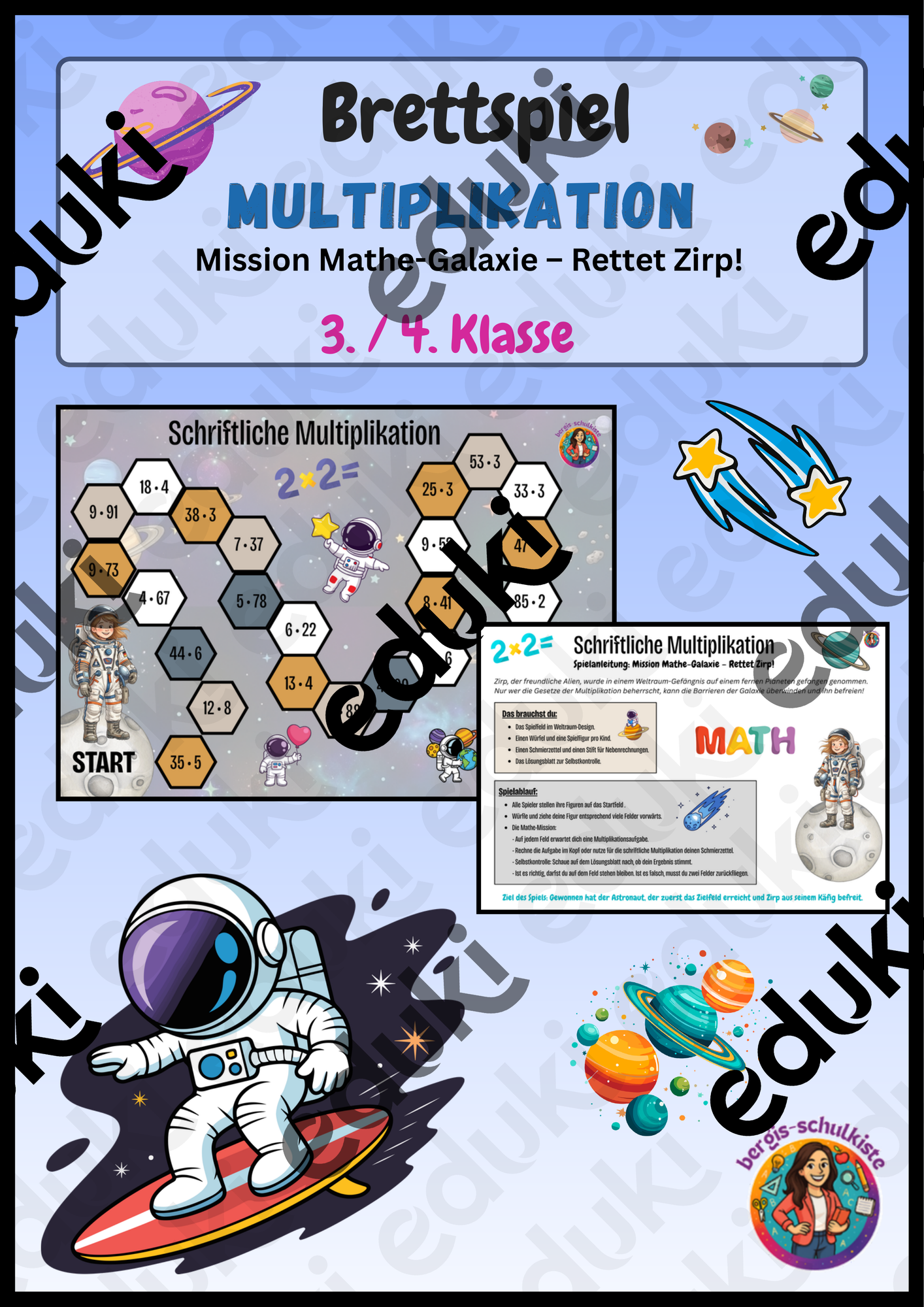Multiplikation Brettspiel(3. / 4. Klasse) – Unterrichtsmaterial im Fach