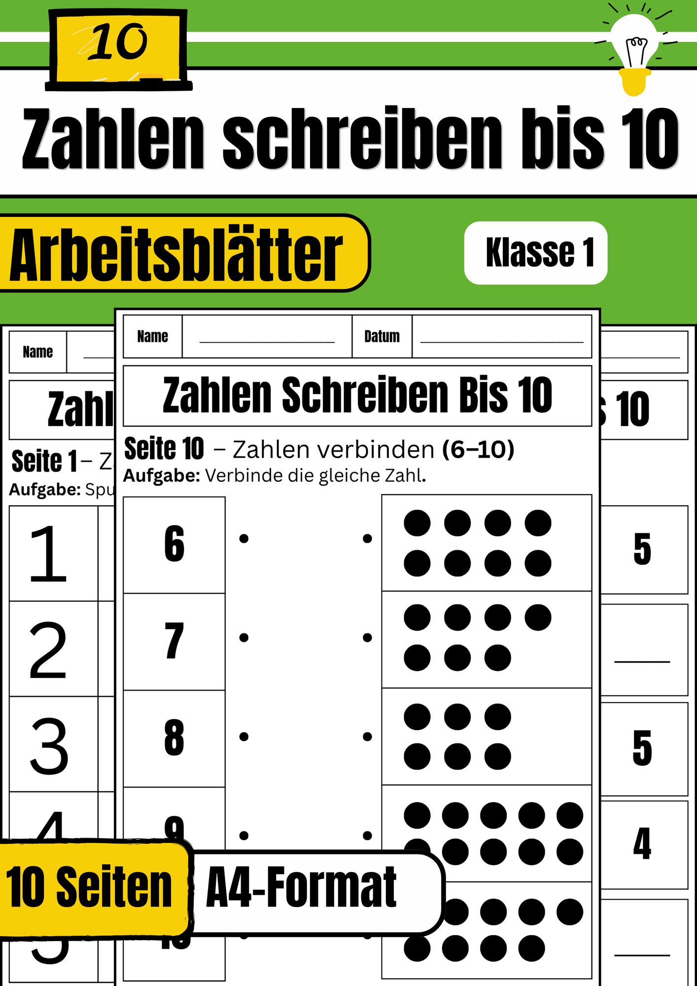 Zahlen schreiben bis 10 – Arbeitsblätter für Klasse 1