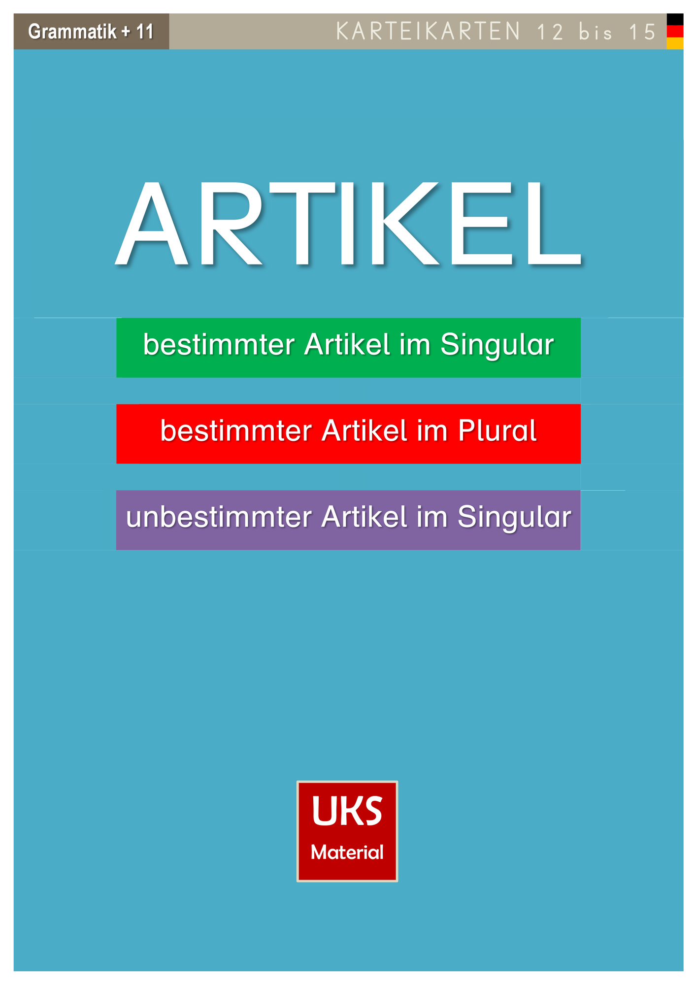 Grammatik-Karteikarten ARTIKEL – Unterrichtsmaterial im Fach Deutsch