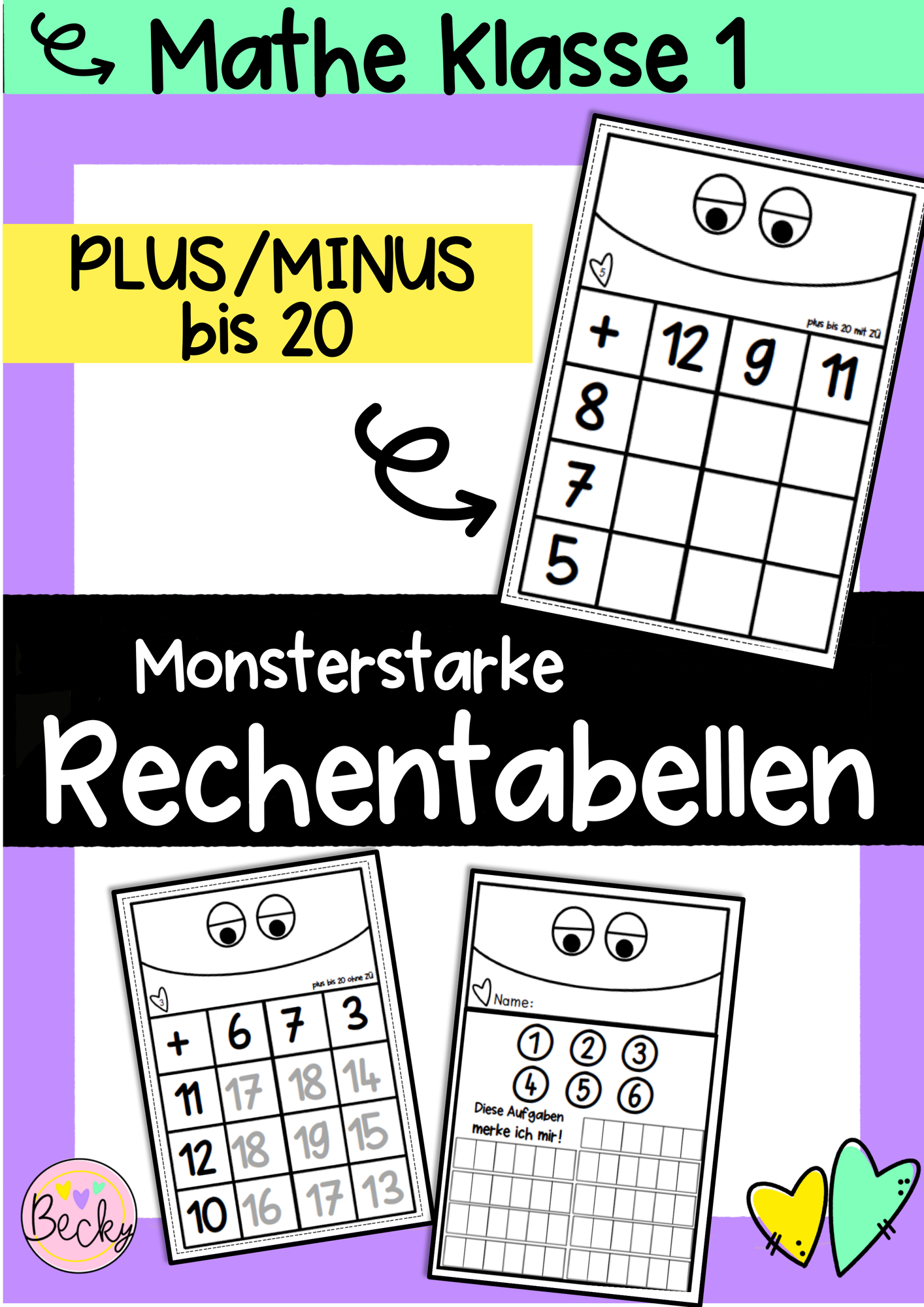 Rechentabellen ZR 20 (plus und minus) – Unterrichtsmaterial im Fach