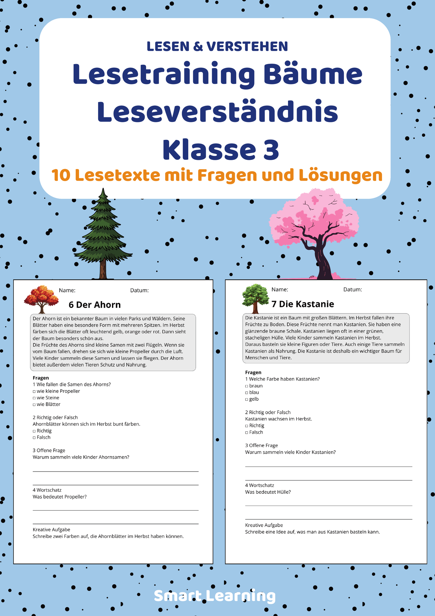 Lesetraining Bäume | Leseverständnis Klasse 3 – Unterrichtsmaterial im