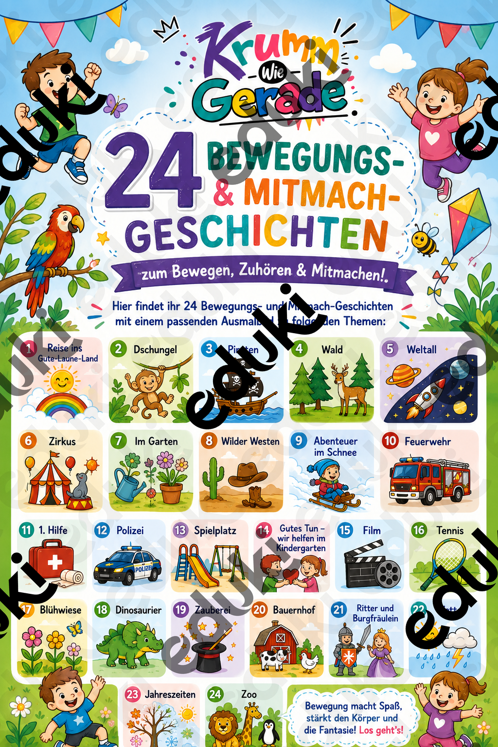 24 Bewegungsgeschichten – Unterrichtsmaterial im Fach Sport