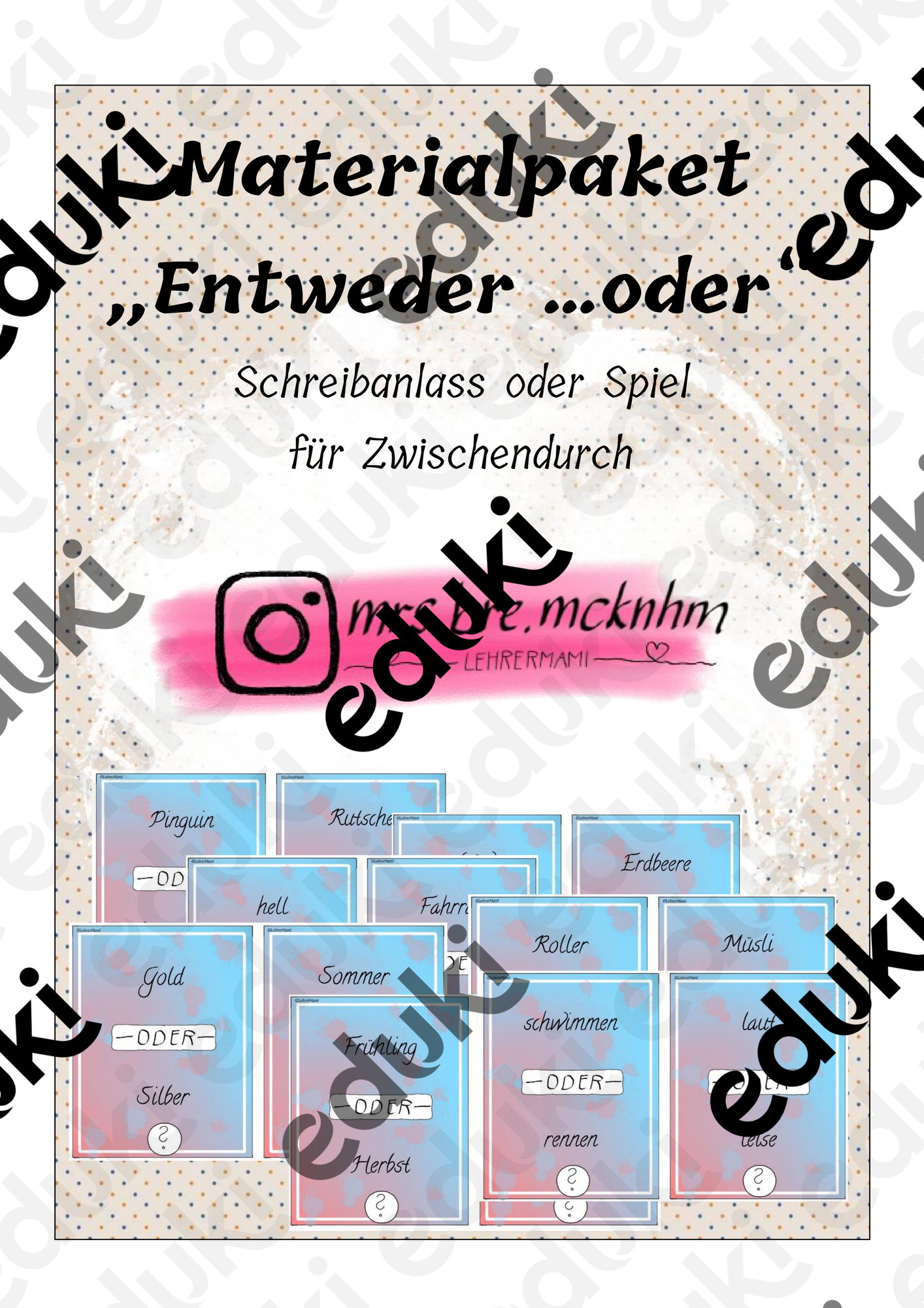 entweder oder spiel Materialpaket "Entweder Oder" - Schreibanlass oder Spiel