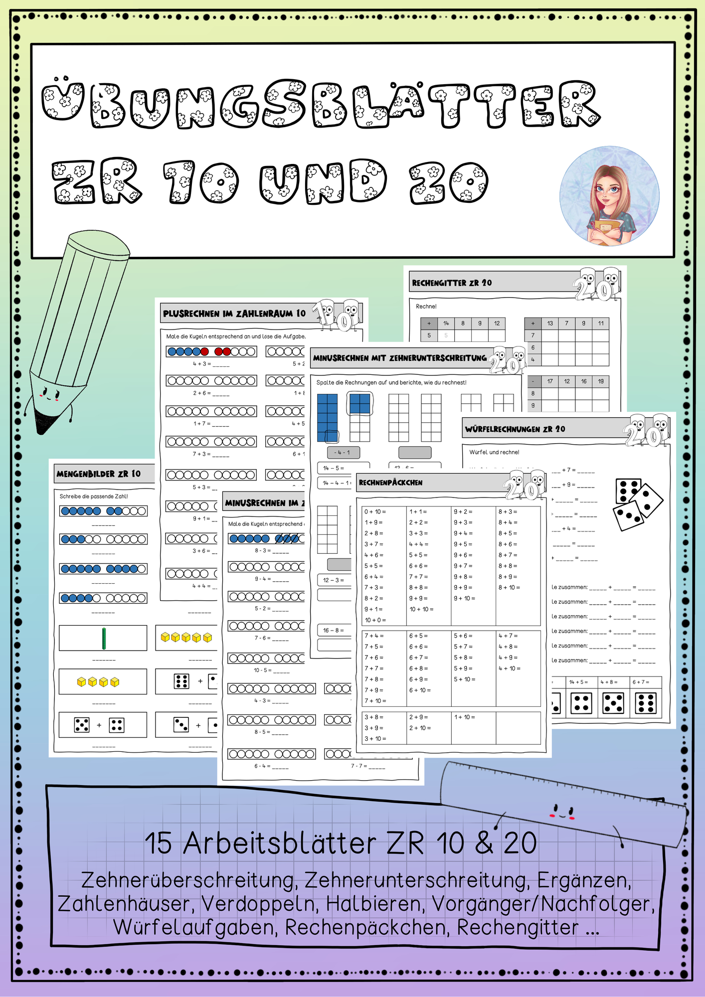 Arbeitsblätter Zahlenraum 10 und 20 (ZÜ/ZU) – Unterrichtsmaterial im