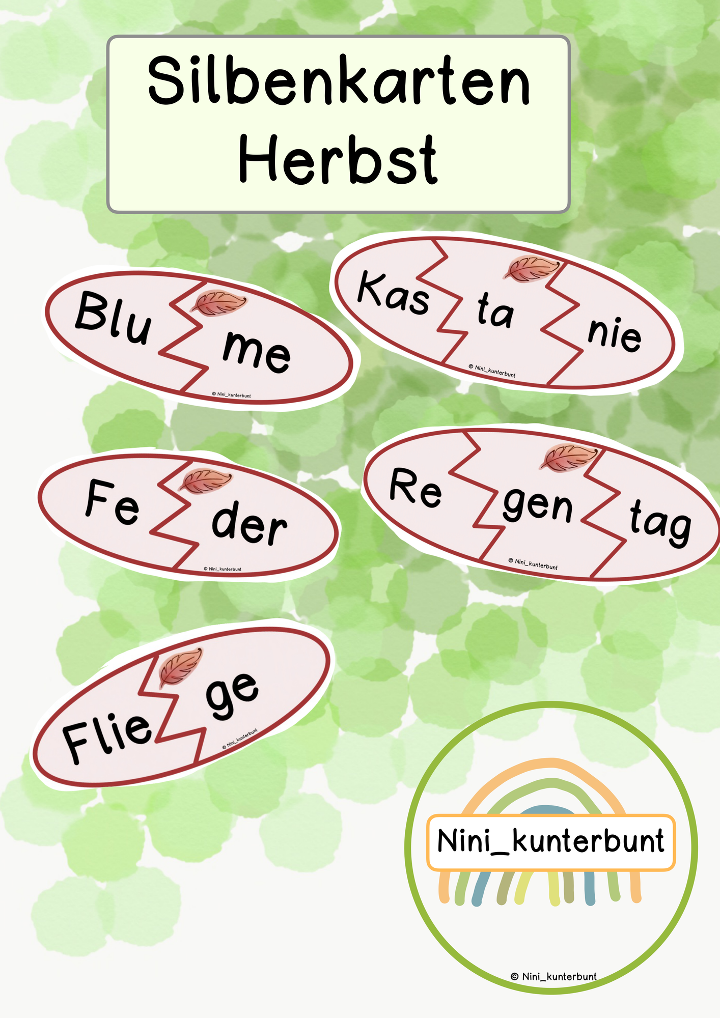 Silbenkarten Herbst – Unterrichtsmaterial im Fach Deutsch