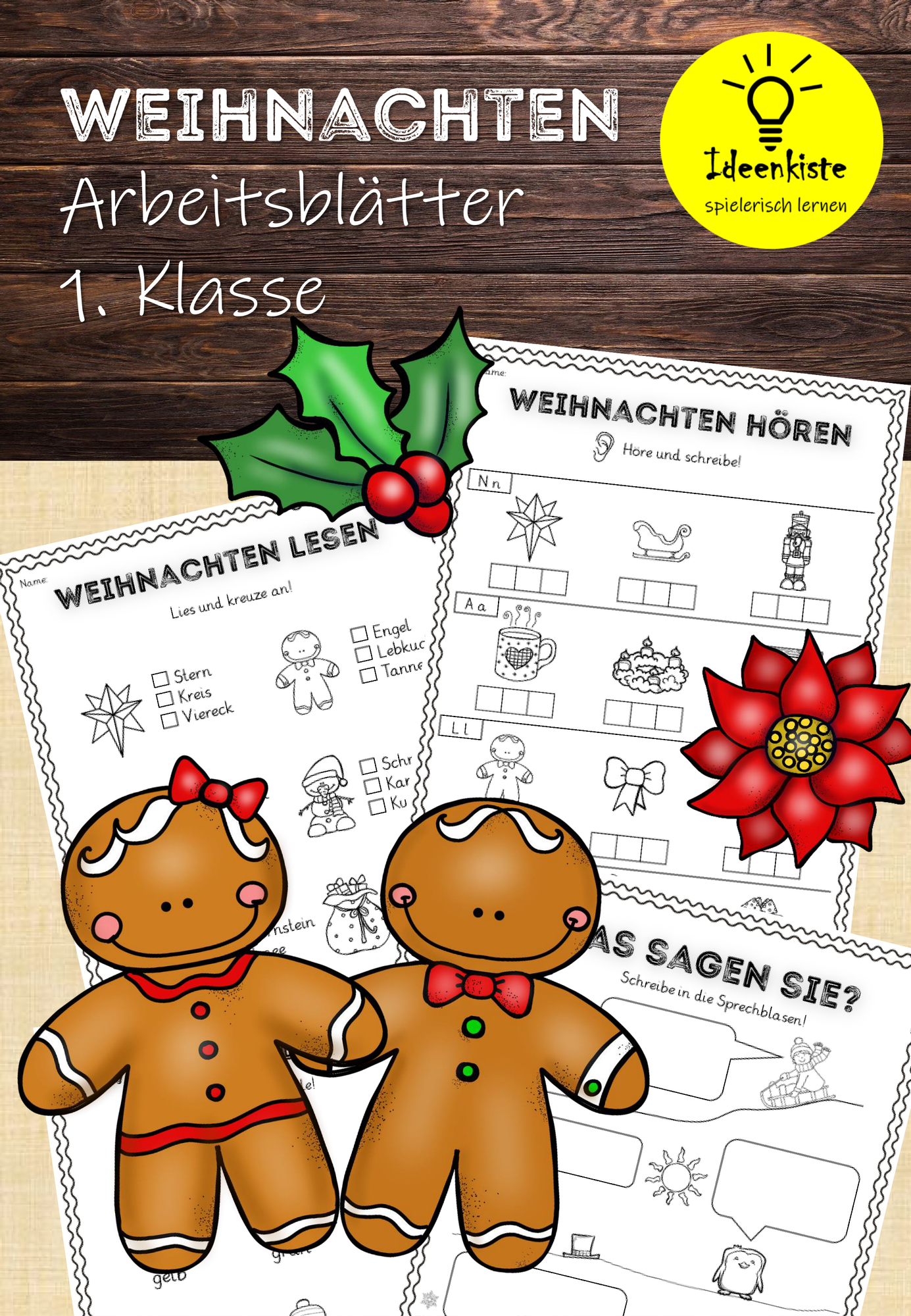 Weihnachten, Lesen und Schreiben. 1. Klasse – Unterrichtsmaterial in