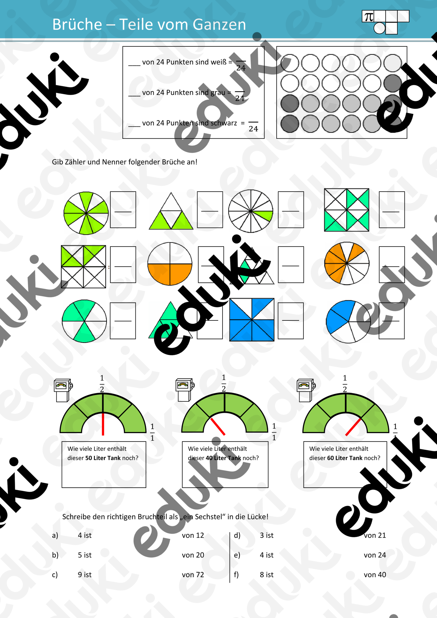 Bruchteile – Unterrichtsmaterial im Fach Mathematik