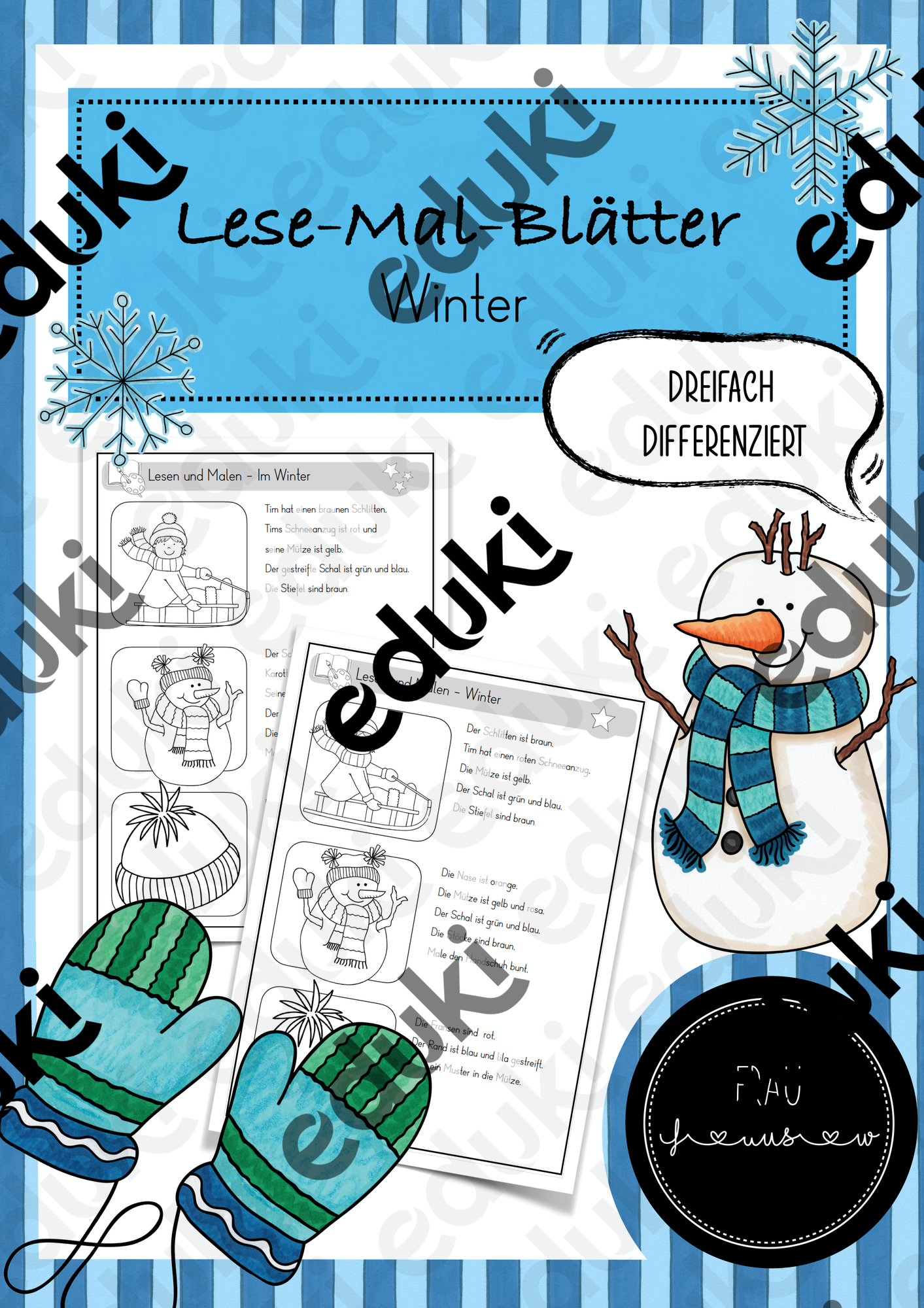 Lese-Mal-Blätter Winter Klasse 1/2 – Unterrichtsmaterial im Fach Deutsch