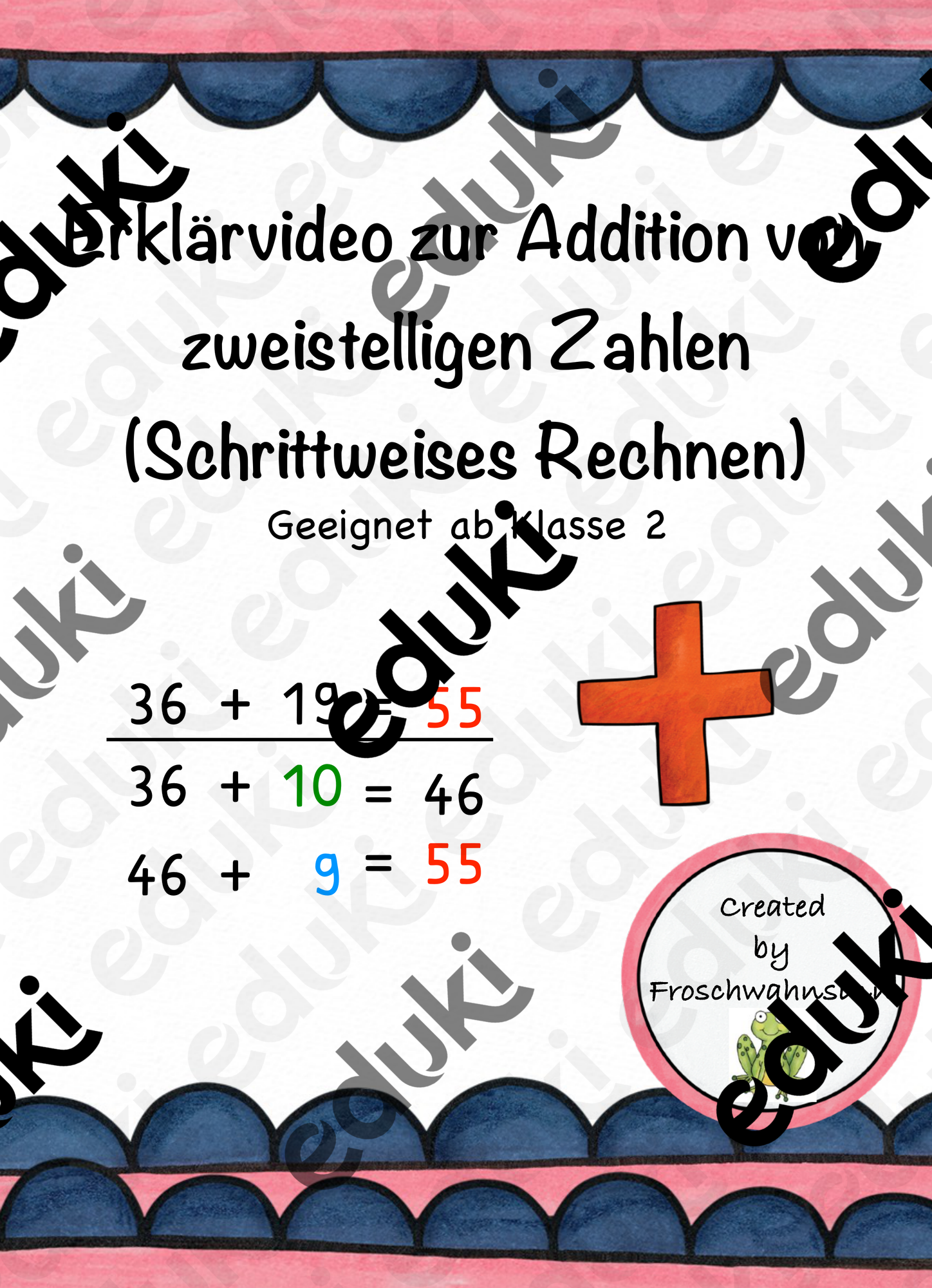 Erklärvideo schrittweises Addieren zweistelliger Zahlen