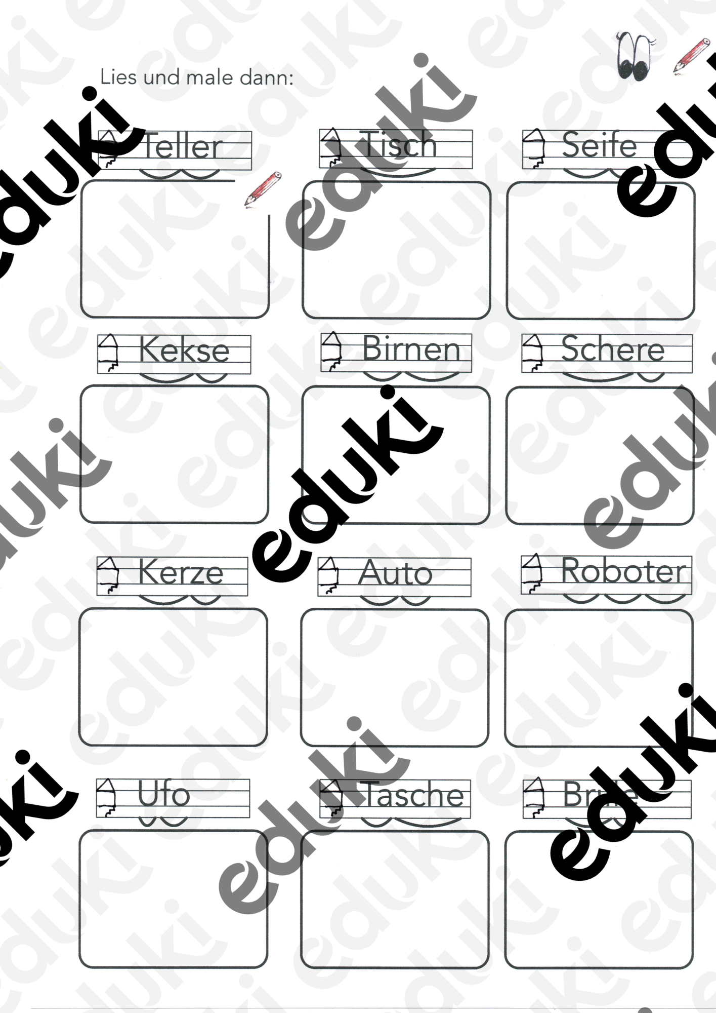 Leseverständnis Klasse 1 - malen – Unterrichtsmaterial im Fach Deutsch