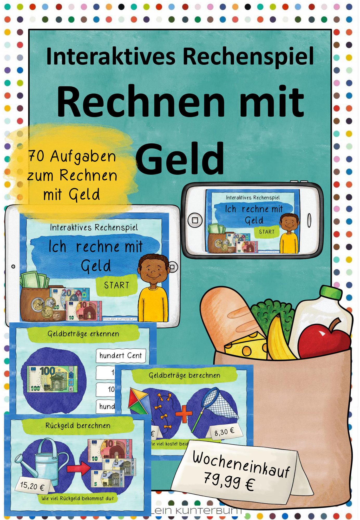 Interaktives Rechenspiel Rechnen mit Geld – Unterrichtsmaterial im Fach