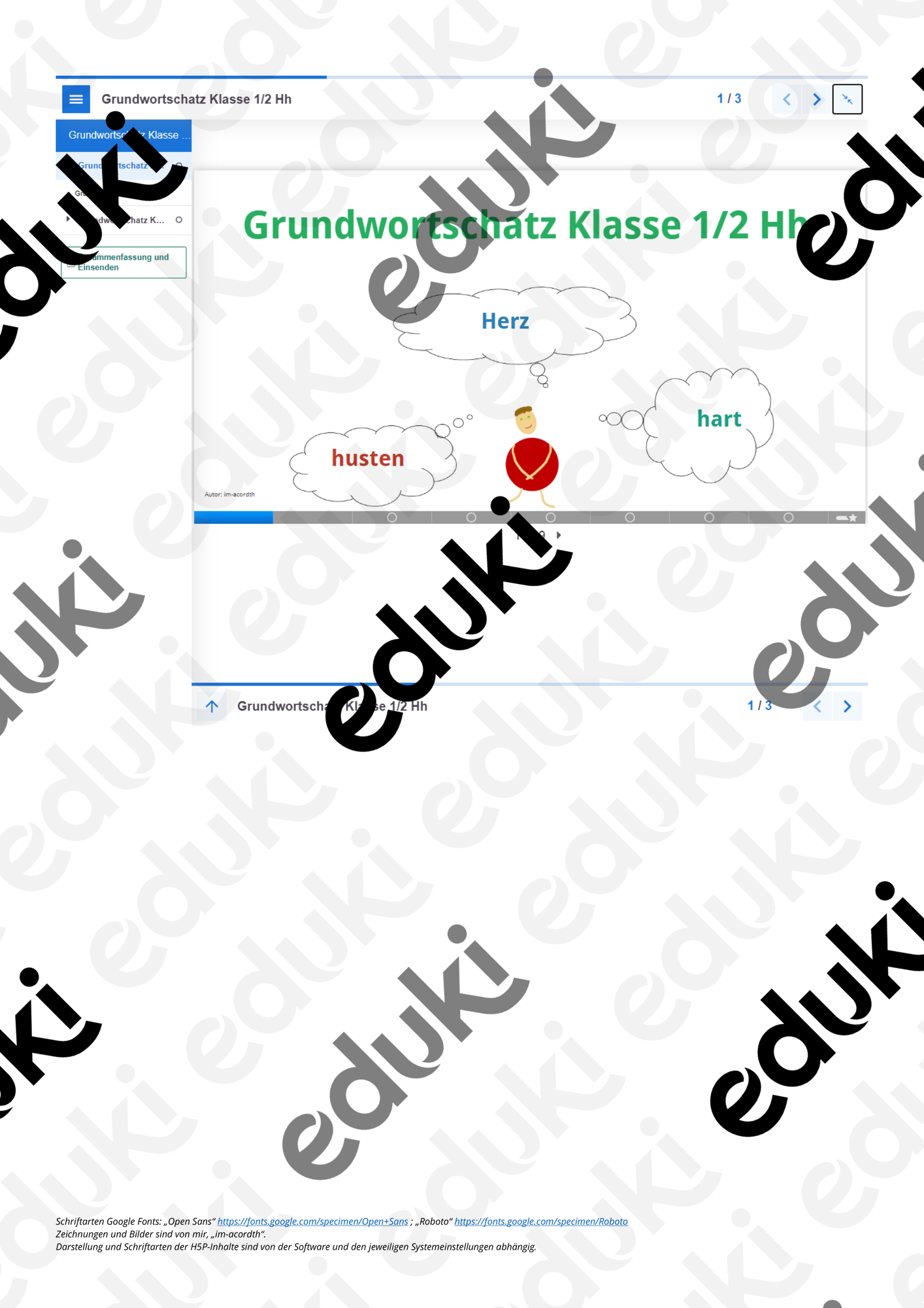 Grundwortschatz Klasse 1-2 Hh – Unterrichtsmaterial im Fach Deutsch