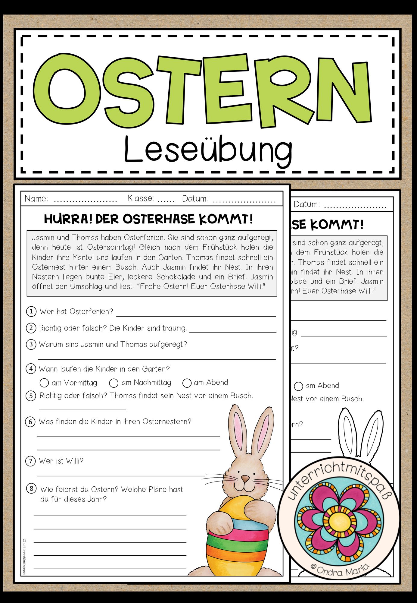 OSTERN - Leseübung – Unterrichtsmaterial im Fach Fachübergreifendes