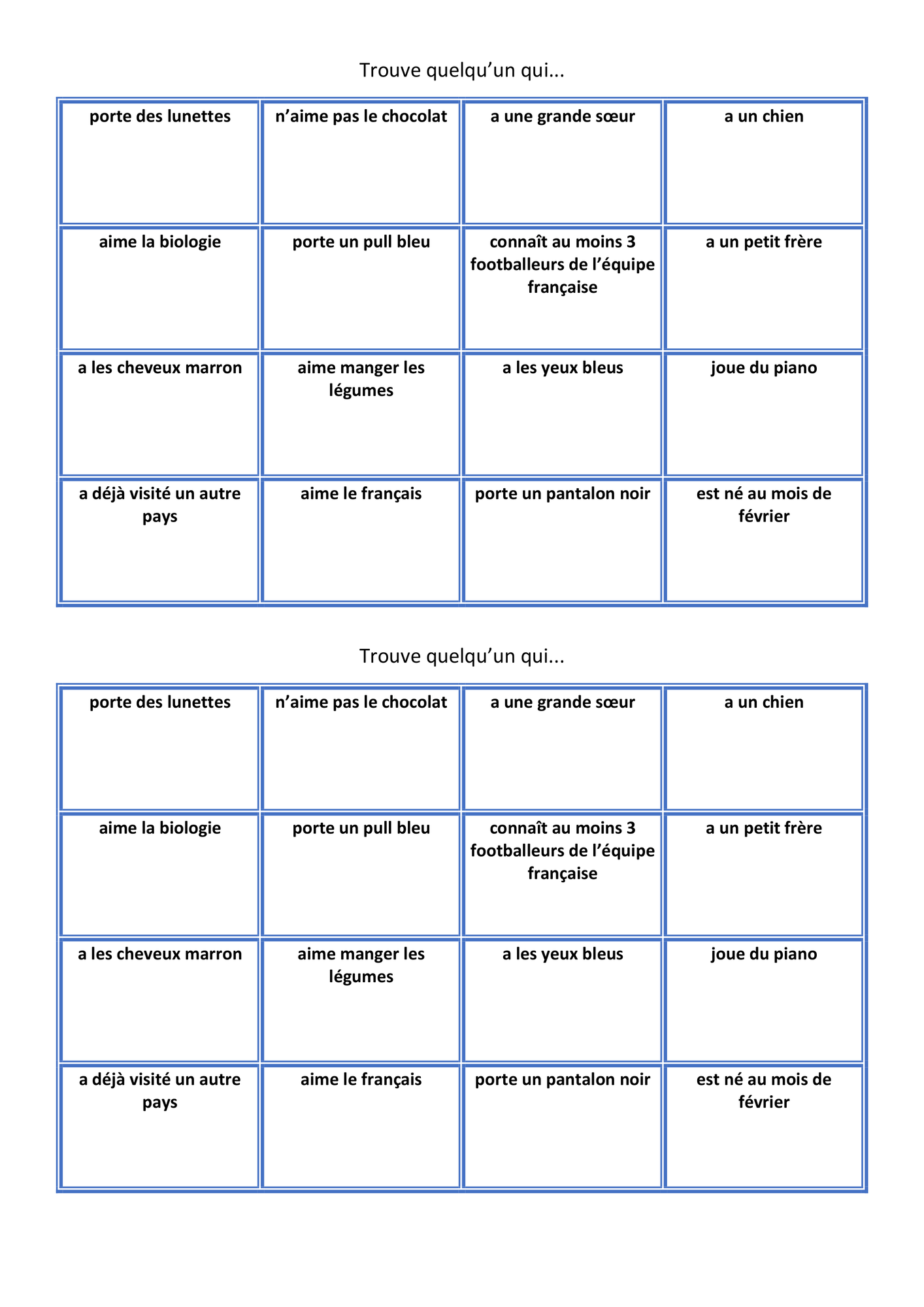 spiel französisch Spiel - Trouve quelqu'un qui... – Unterrichtsmaterial in den Fächern