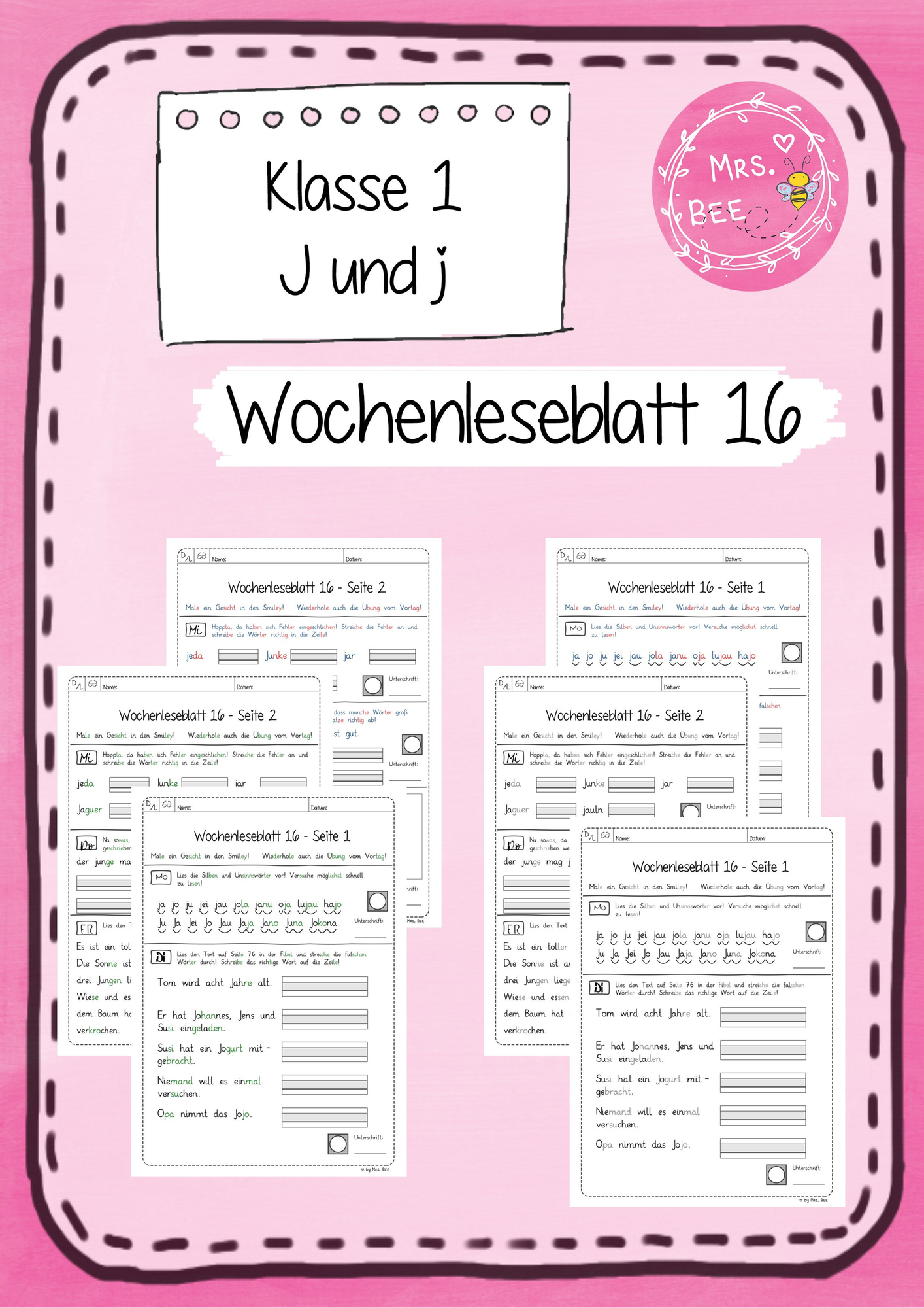 Wochen-Leseblatt 16 - J und j - Frohes Lernen in Grundschrift