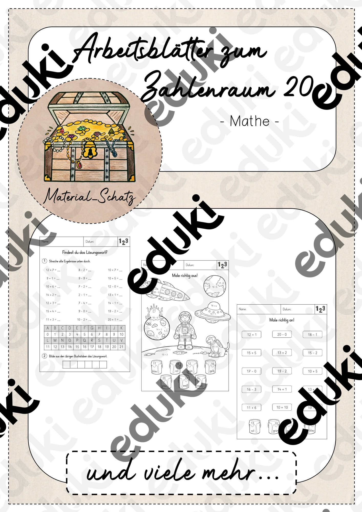 Arbeitsblätter zum Zahlenraum 20 – Unterrichtsmaterial im Fach Mathematik