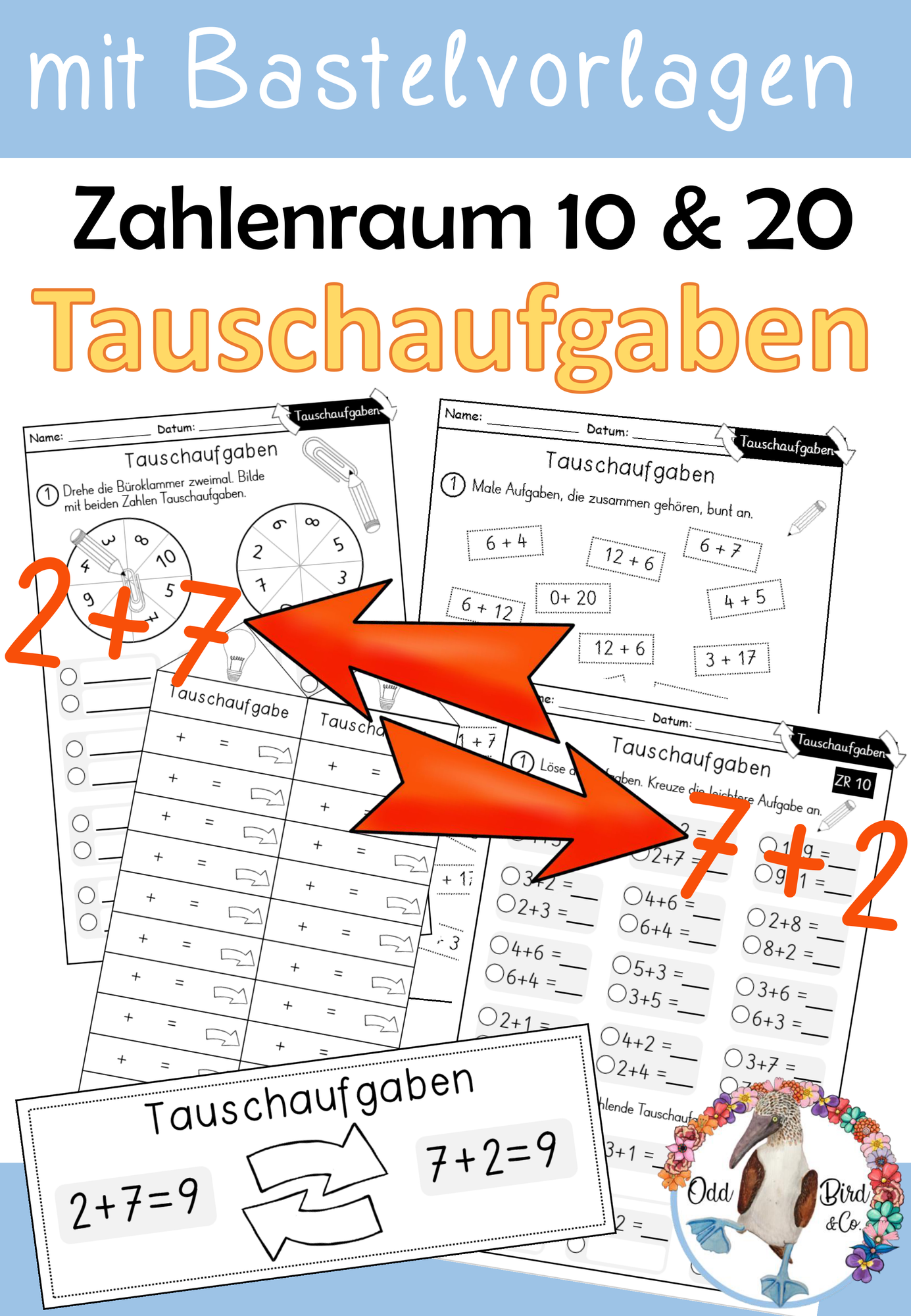 Tauschaufgaben - Zahlenraum 10 und 20 inklusive Bastelvorlagen