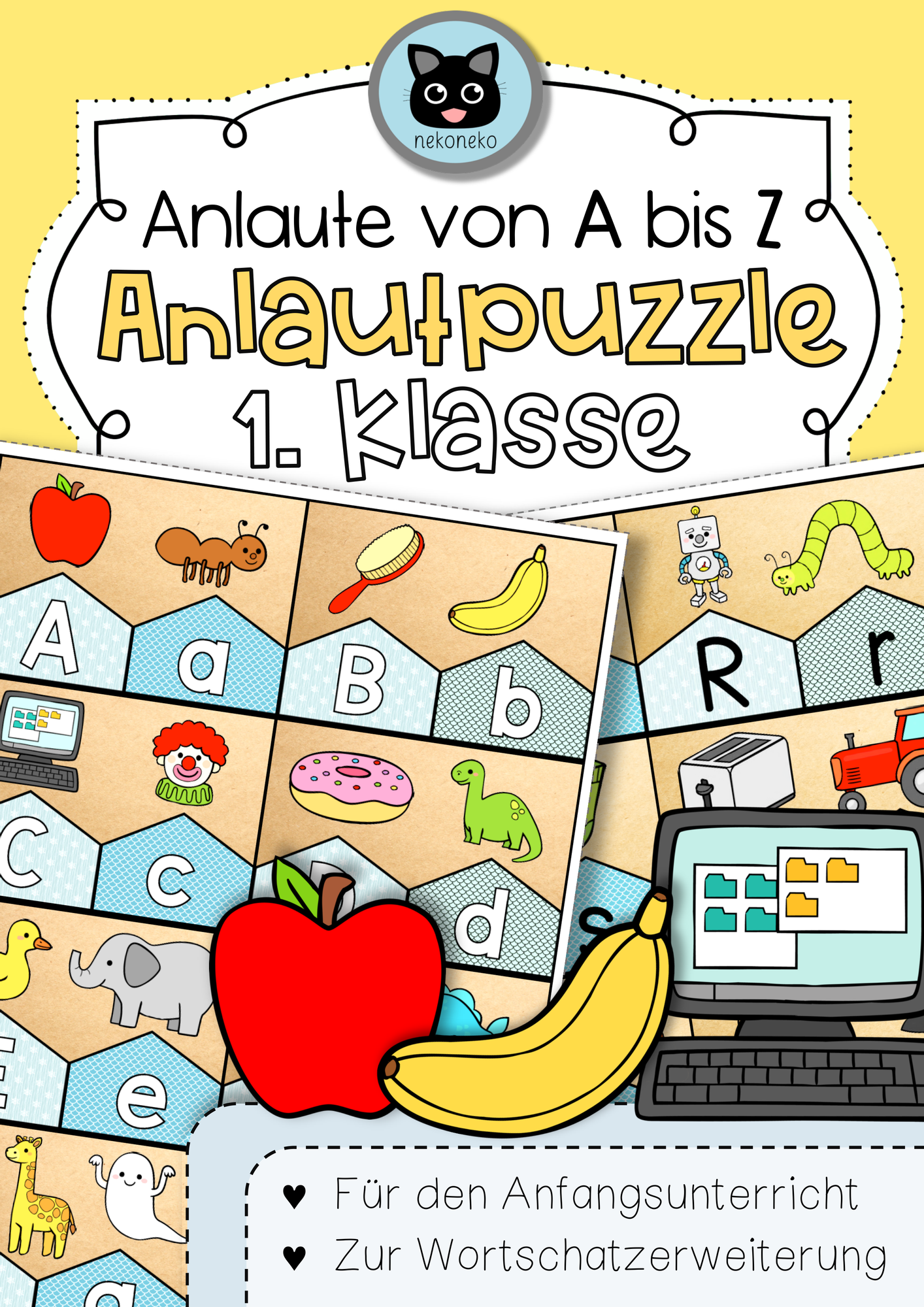 Anlautpuzzle | Anlaute von A - Z | 1. Klasse – Unterrichtsmaterial in
