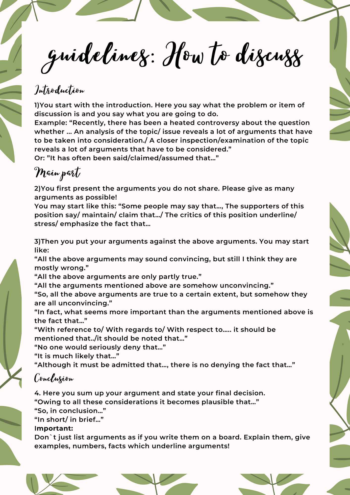 guidelines, how to discuss, skill files, helpful phrases, writing ...