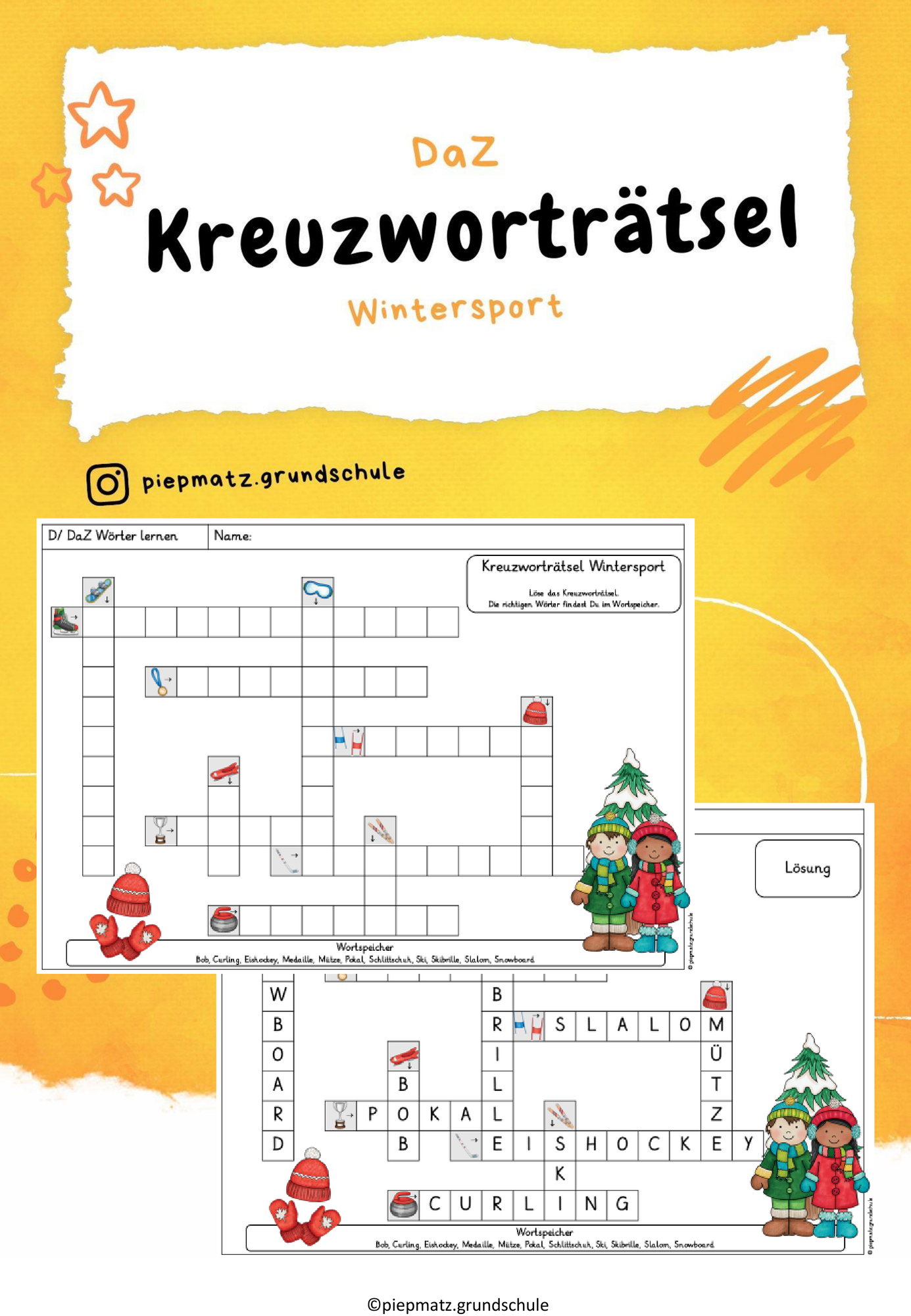 gleitmittel für ein wintersportgerät kreuzworträtsel Kreuzworträtsel Wintersport – Unterrichtsmaterial in den Fächern DaZ/DaF &  Deutsch