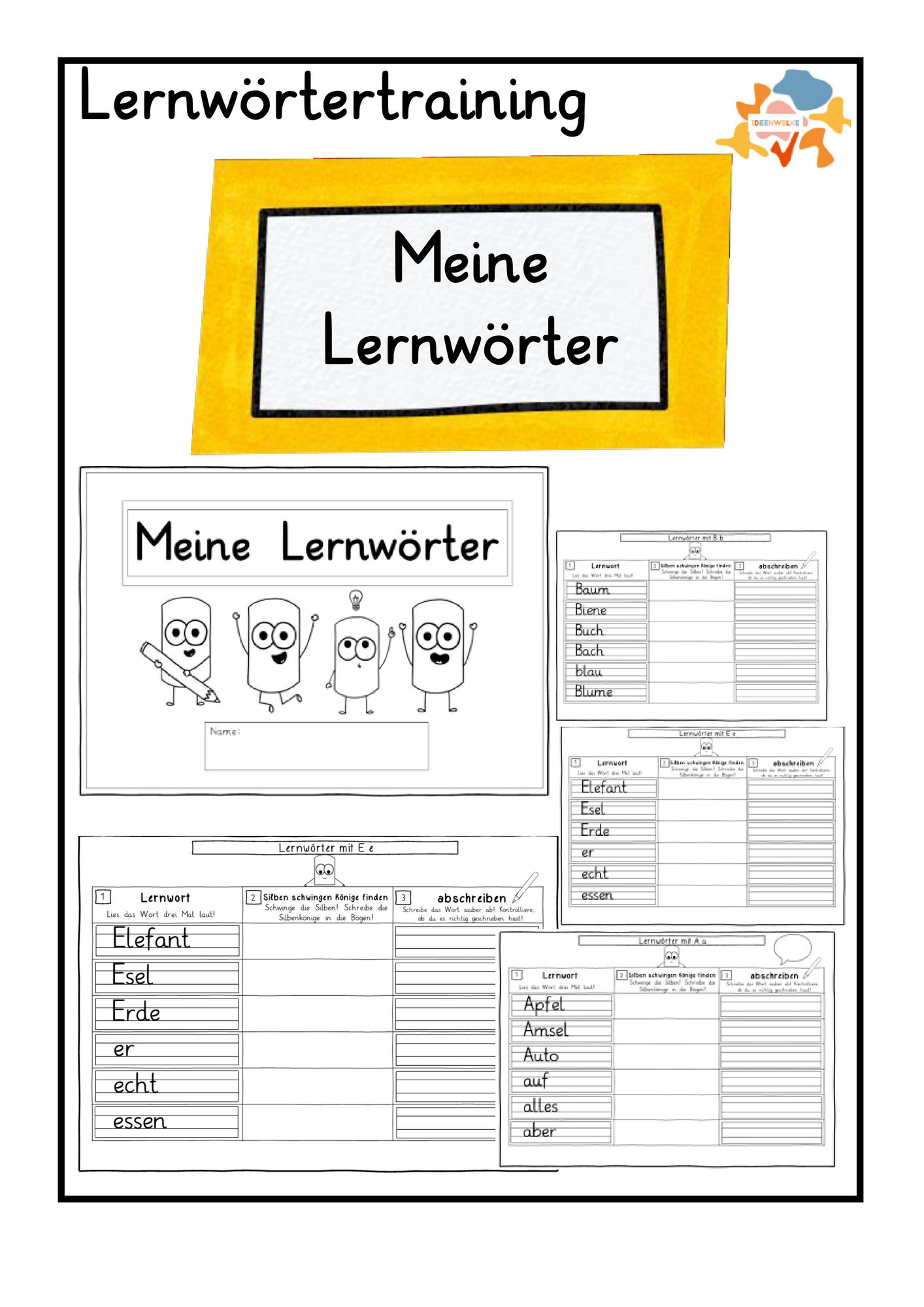 Lernwörter- Übungsheft (Klasse 1 und 2) – Unterrichtsmaterial im Fach