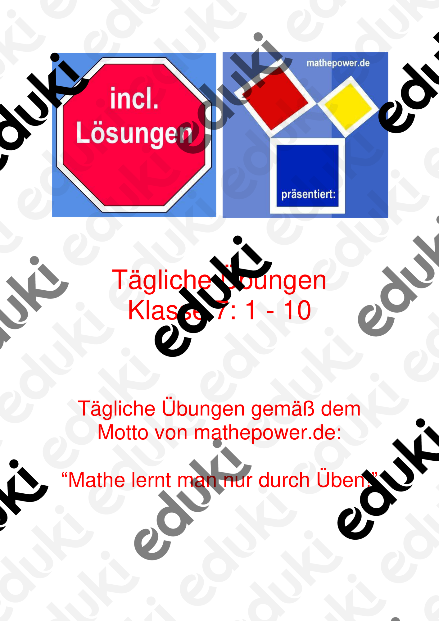 Tägliche Übungen - Klasse 7 - 1 - 10 – Unterrichtsmaterial im Fach