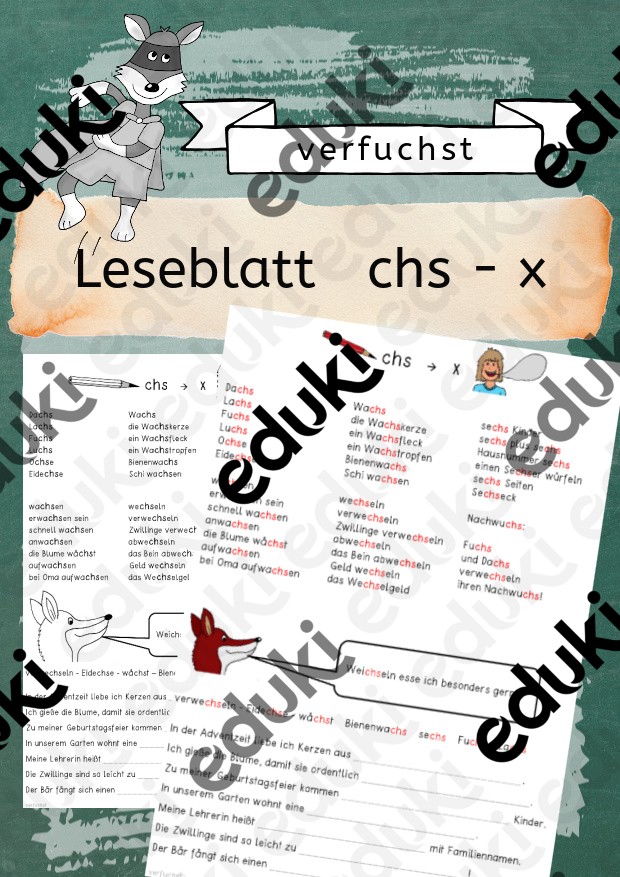 Leseblatt chs - x – Unterrichtsmaterial im Fach Deutsch