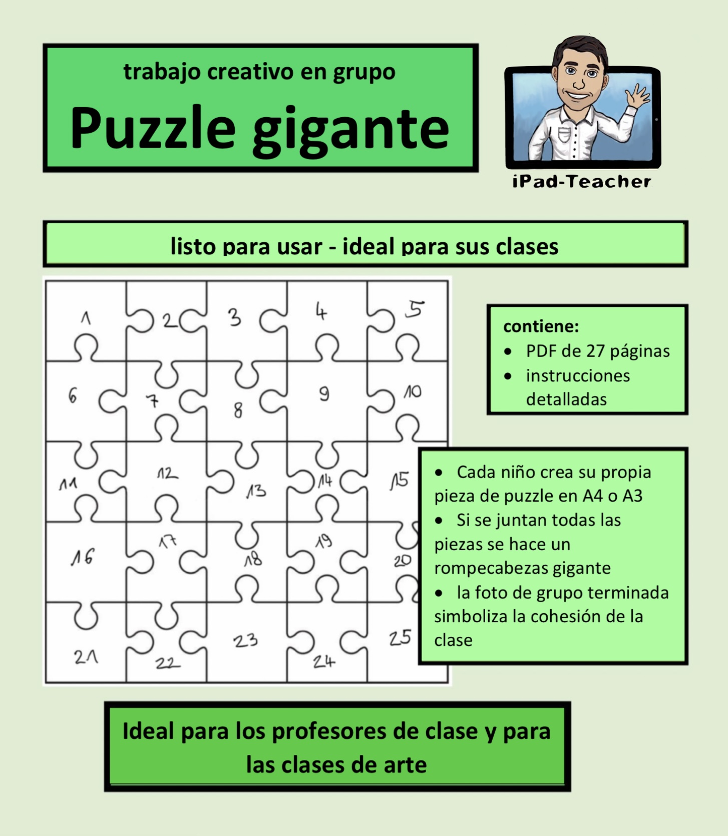 ARTE: gigante PUZZLE (25 piezas) PDF material didáctico de las