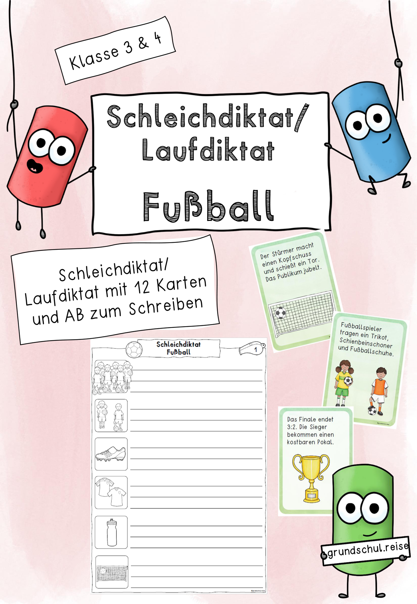 Schleichdiktat/ Laufdiktat Fußball Kl. 3/4 – Unterrichtsmaterial in den