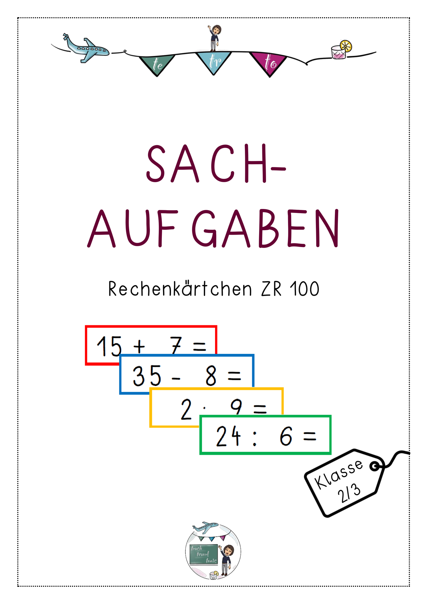 Sachaufgaben Rechenkärtchen ZR 100 – Unterrichtsmaterial im Fach Mathematik