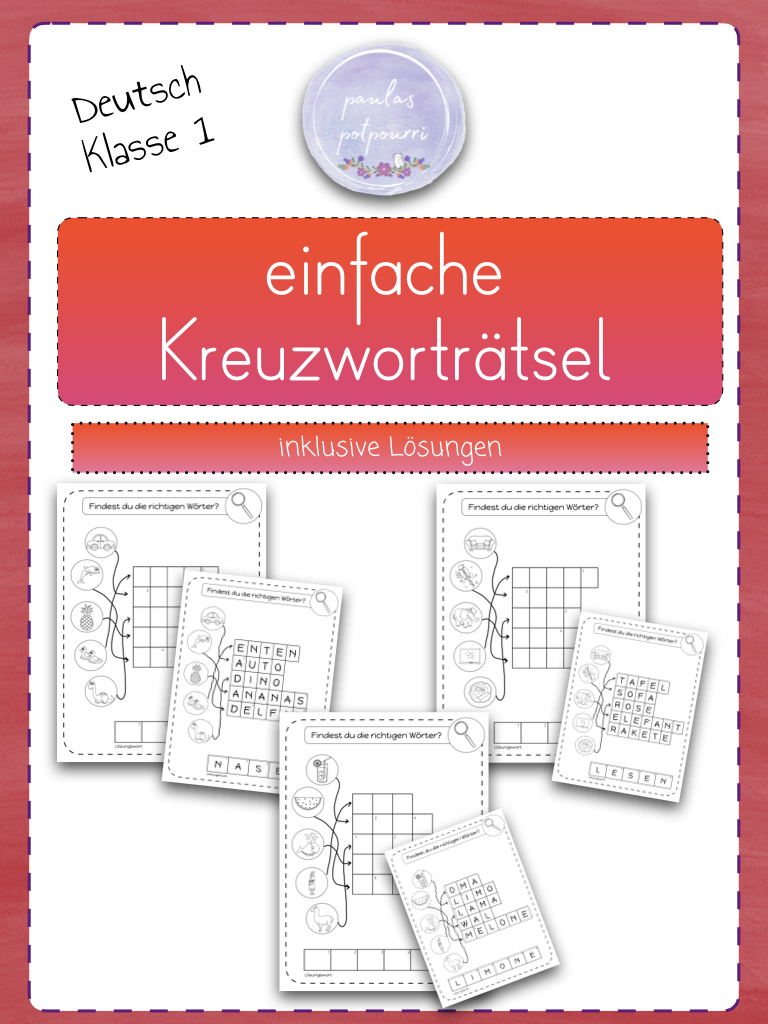 einfache KREUZWORTRTSEL I ab Klasse 1  Unterrichtsmaterial im Fach Deutsch